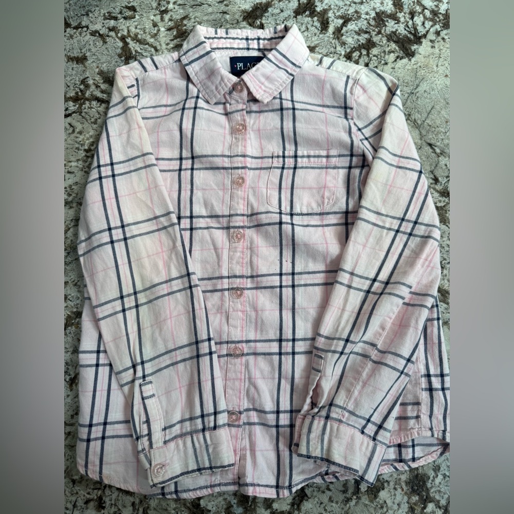 Girl’s Plaid Pink and Blue Shirt sz 7/8